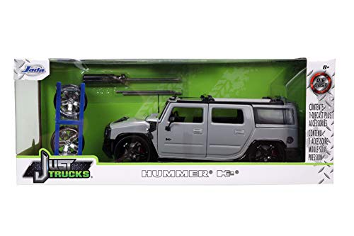 Jada Toys Just Trucks 1:24 2003 Hummer H2 with Rack Die-cast Car Grey, Toys for Kids and Adults, 32310