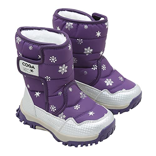 Image of Hopscotch Boys and Girls Cotton Printed Snow Boot in Purple Color