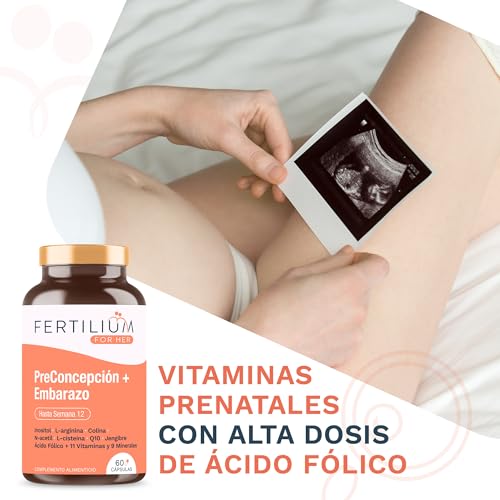 FERTILIUM - Vitaminas Prenatales para Embarazo - Ácido Fólico + Inositol + 11 Vit + 9 Minerales + Q10-60 Cápsulas - imagen 4