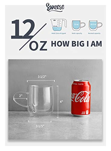 image for Sweese 421.101 Double Wall Glass Coffee Mugs Insulated Latte Mugs with