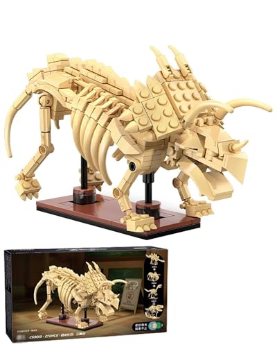 XIUCAI Kit Construcción Esqueleto Triceratops - Modelo Dinosaurio 272 Piezas con Efecto Fosforescente, Juguetes Educativos Stem, Regalo Cumpleaños Fiesta, Decoración Hogar,Triceratops