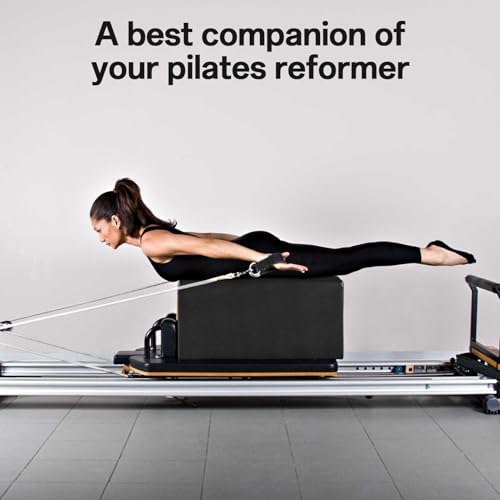 Portable Pilates Reformer,Foldable Pilates Reformer 25.6x16.5x7.9 in,Premium PU and Wood Pilates Sitting Box,Pilates Box for Reformer Body Stamina Stretching Balance Exercise Workout (Black)