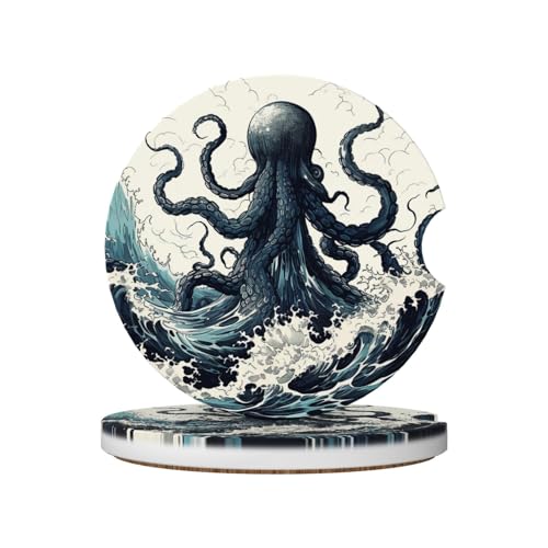 2 Posavasos de cerámica para auto diseño oceánico miniatura 1