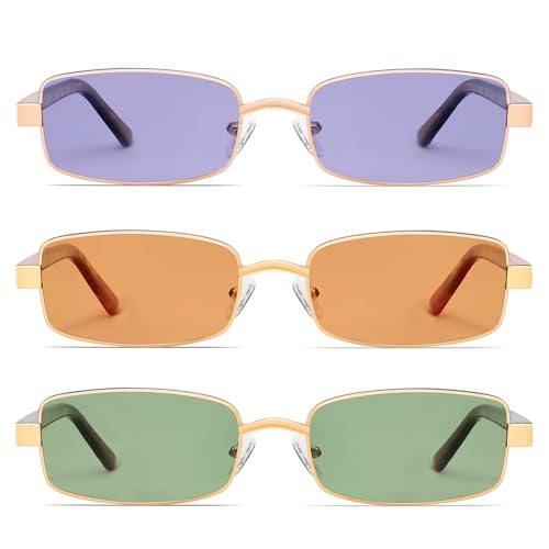 Image of VANLINKER Retro Rectangle Polarized Sunglasses for Women Men Small 90s Vintage Trendy Slim Narrow Rectangular Frame VL9684