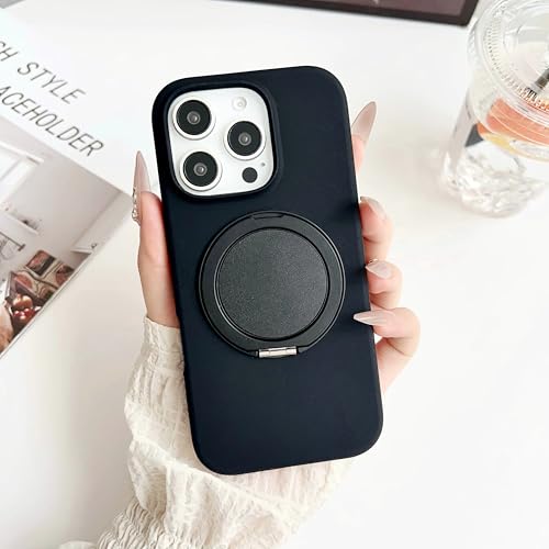 Coque magnétique en silicone pour iPhone 13 Pro Max noire avec anneau mat