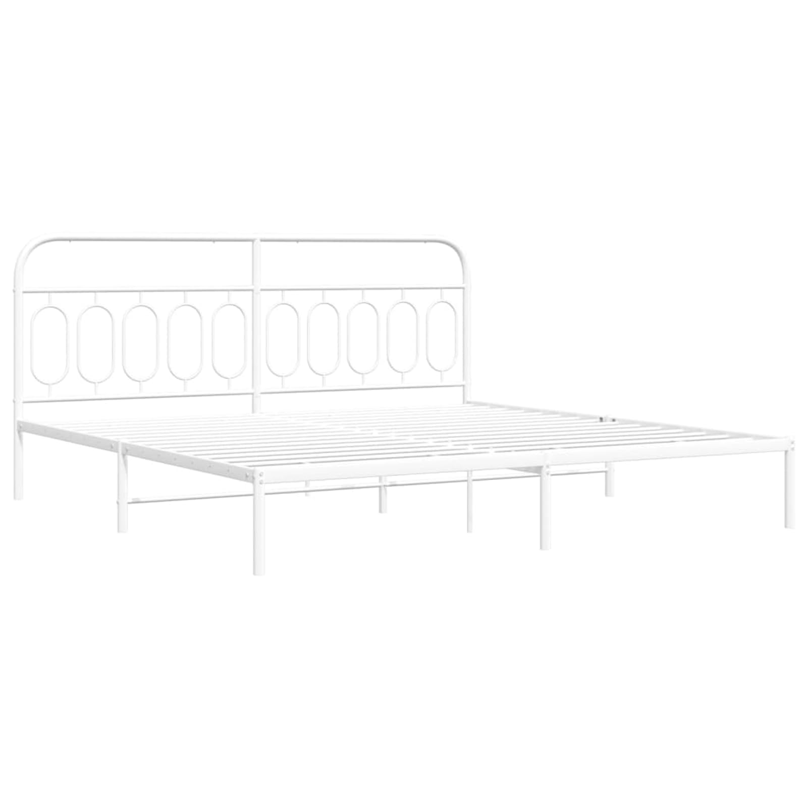 WGYHOME Rama łóżka z zagłówkiem, 200 x 200 cm, biała, stal – wytrzymałe łóżko metalowe dla dorosłych, w zestawie stelaż i środkowe nóżki