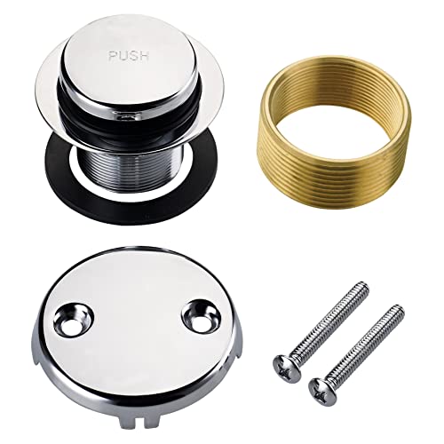 Chrome Tip Toe Bathtub Tub Drain Conversion Kit Assembly, Wellup Tub Drain Trim Kit With Two Hole Overflow Faceplate, Chrome Polished… #TOP11