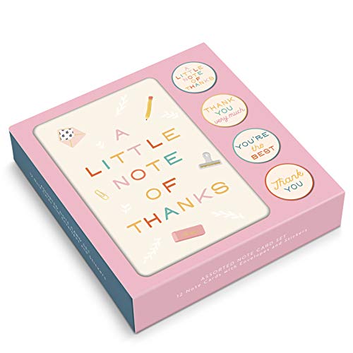Image of Studio Oh! Tiny Treasures Blank Thank You Cards Set with Envelopes & Stickers, 12 Assorted Note Cards (4 Designs), 4.5 x 5.5 in, 260 GSM Thick Paper, Decorative Stationery Set for Gifts, All Occasions
