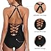 SOCIALA Sexy One Piece Bathing Suits for Womens Strappy Swimsuits Lace up Monokinis Black Medium