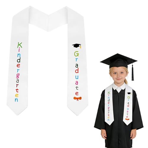 tuzuxcux Kindergarten Graduation Sash Kindergarten Preschool Graduation Stole Printed Graduation Stole Sash Pre k Graduation Gifts Class of 2026 Graduate Students Grad Stoles Gifts White