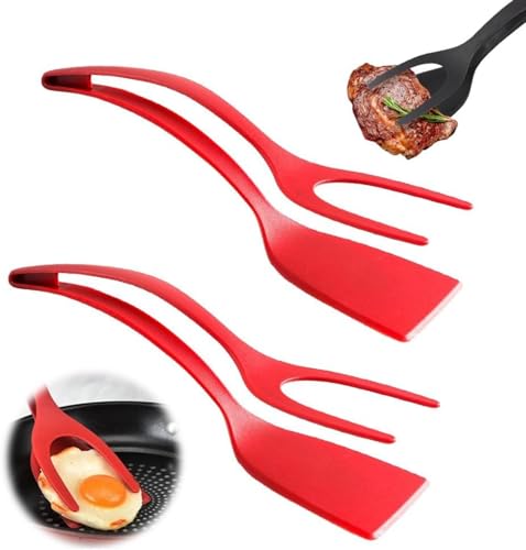 La mejor comparación de Cucharas para huevos Top 10. 46 THJOPOKEEL 2 Piezas pala para voltear huevos, alicates de agarre 2 en 1, Espátula para huevos de silicona silicone scraper, pinzas cocina silicona, Utensilio de cocina ideal...