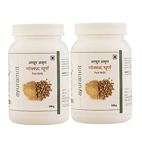 Ayur Amrit Gokhru Pure Herbs Powder (Pack of 2 100gm Each)