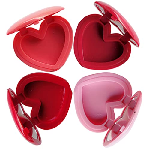 MUSISALY 4pcs Lipstick Case with Mirror Makeup Lipstick Cosmetic Container Lipstick Cases Containers Clear Blush Lids Skincare Heart Lipstick Jar Eyeshadow Palette Gloss Plastic