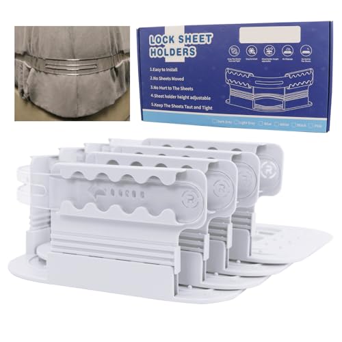 Sujeta Sabanas Bajeras Mejorado y Extraíble, Ajustable para Cuatro Alturas, Fácil Instalación, se Adapta a Las Esterillas de 8 a 30 cm Soportes de Hoja Gruesos Mantiene Las Hojas Firmes y