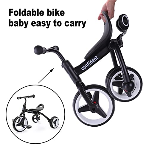 XIAPIA 4 in 1 Tricycle for Toddler Age 2-5, Folding Toddler Tricycle & Toddler Trike & Baby Balance Bike with Adjustable Seat and Detachable Pedal, Ideal Riding Toys Gift for Boys Girls