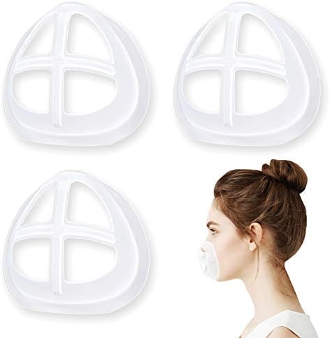 Silicone Mask Bracket Inner Support Frame for Homemade Cloth Mask Cool Mask Hack More Space for Comfortable Breathing Washable Reusable, 3pcs Clear