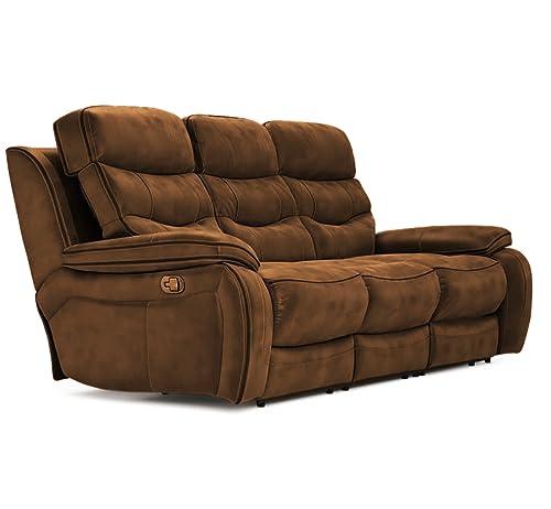 Image of Torque - Joel 3 Seater Fabric Manual Recliner | Recliner Sofa /Chair for Living Room, Bedroom, Office (Brown) | 1 Year Warranty