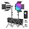NEEWER Luce Video a LED RGB 660 PRO II,Controllo App e Kit di Stativi, 2PZ Costante Senza Variazioni Cromatiche/modulazione precisa min 1%/RGB 360°/CRI97+/3200K~5600K