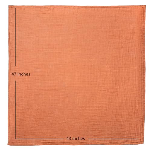 Image of 2 Pack Muslin Swaddle Blankets (Terracotta), 100% Organic Cotton, Large 47 x 43, Newborn Recieving Blanket,Gender Nuetral Color Patterns, Burping Cloth, Nursing Cover.