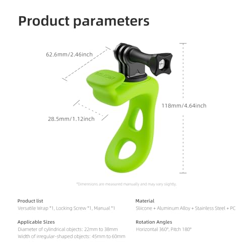 TELESIN Camera Flexible Mount 360 Strap Mount Wrap Band for GoPro Hero 13 12 11 10 9 Insta360 DJI Action Osmo Pocket Bike Motorcycle Handlebar Roll Bar Tube Clip Holder Attach Accessories - image 6
