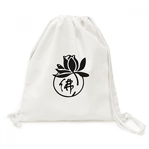 Sac cordon bouddhisme en toile imprimé lotus pour voyage et sport