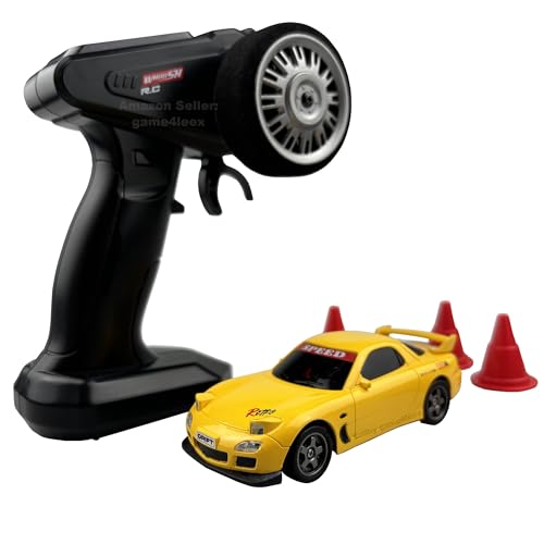Che Zhi 1:43 Scale RC Drift Sportcar Toy with Drifting Tires and Racing Tires (Yellow RX7)
