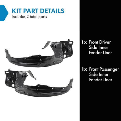 Image of TRQ Front Driver and Passenger Side Inner Fender Liner Set Compatible with 2008-2010 Honda Odyssey