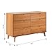 Walker Edison Sloane 6-Drawer Groove Handle Solid Wood Dresser, 52 Inch, Caramel