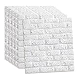 3d Backstein-wandpapier, Selbstklebende Schaumstoff-board 3d-tapete, Wasserdichtes Hintergrund Wandaufkleber, Schallisolierte Und Feuchtigkeitsdichte Wandplatten, Geeignet Für Haus-inneneinr(Color:白色)