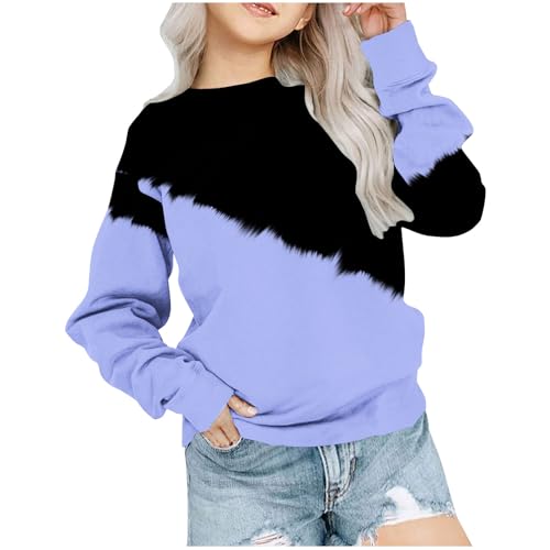 Girls Oversized Crewneck Sweatshirts Fashion 2024 Color Block Long Sleeve Pullovers Teens Graphic Sweaters 1-12 Years