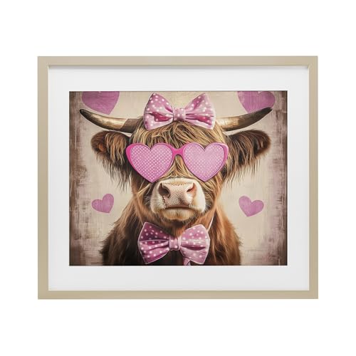 Cadre bouleau vache cœur rose Stupell Industries 33x40 cm