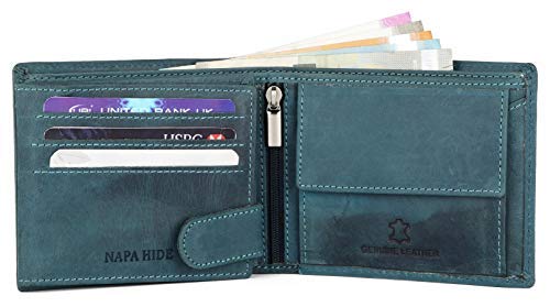 NAPA HIDE Black Leather Men's Wallet (NPH) (Blue HU) 2