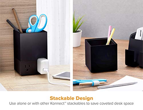 Image of Bostitch Office Konnect Pencil Cup Desk Organizer, Pen Cup, 2-Pack, Black