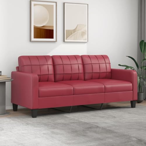 Willood 3-Sitzer-Sofa Couch für Wohnzimmer, Polstersofa mit Metallgestell, Loungesofa Zweisitzer Wohnzimmersofa Wohnzimmermöbel Weinrot 180 cm Kunstleder Willood 3-Sitzer-Sofa Couch für Wohnzimmer, Polstersofa mit Metallgestell, Loungesofa Zweisitzer Wohnzimmersofa Wohnzimmermöbel Weinrot 180 cm Kunstleder