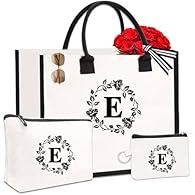 Monogrammed Tote Bags Gifts for Women: Great personalized tote bags gifts for teachers appreciation, bride, ladies, birthday gifts for women. Can be an adorable way to thank bridesmaids, hostess gifts, bride to be gifts High Density Embroidery: Initi...