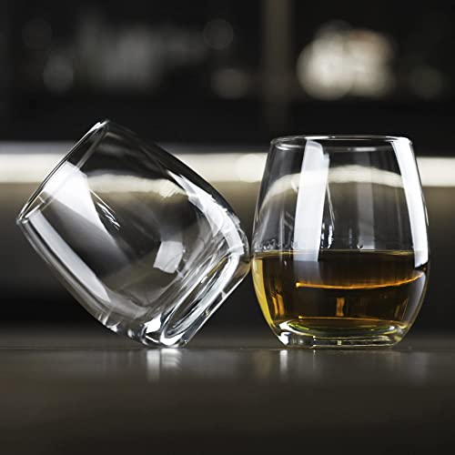 Luxu Durable Stemless Wine Glasses For Red Or White Wine- Dishwasher Safe-Elegant Cocktail Glasses,Clear Lowball Bar Glasses,Lead-Free Party Drinking Glassware Set Of 4-12 Ounce #TOP6