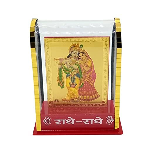 Image of Gold Plated Radhe Krishna in Cabinet Showpieces, Radhe Krishna Ji for Car Dashboard,Home,Temple & Offices