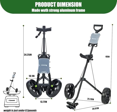 Image of XDriveMax GC01 Golf Pull Push Cart 2 Wheel,Foldable Golf Push Cart for Golf Clubs,Lightweight Folding Golf Walking Pull Carts