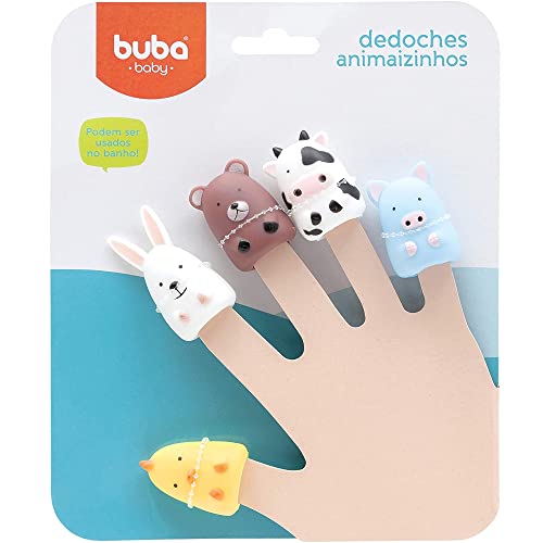 Kit Brinquedos Baby Animais com 10 Fantoches de Dedo Bichos Fazenda e Safari Infantil Buba
