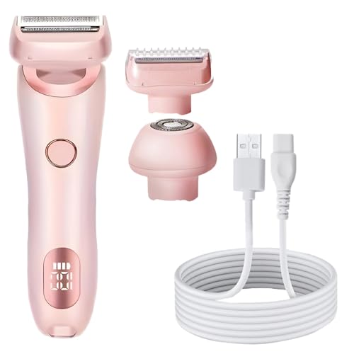 Afeitadora eléctrica para mujer con depilación indolora y cabezales intercambiables