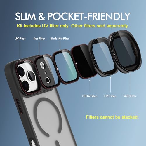 Image of for iPhone 17 Pro Case with Detachable Magnetic UV Protection Filter, Compatible with MagSafe, Magnetic Shockproof Phone Case for Outdoor Shooting, Travel, and Daily Commuting