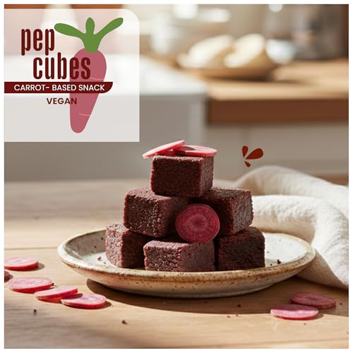 Image of PEPCUBES Purple Carrot Snack Bites - Vegan (8 Pack), 100% Plant-Based, Soft Chewy, Made with Purple Carrots & Real Dried Fruits, Naturally Sweetened, High Fiber, Steady Energy, Gluten Free, Dairy Free, Low Calorie, Gut-Friendly, Vegan | 8 ct, 1.06 oz each