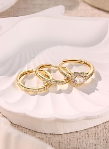 LOLIAS Corazón Anillos Mujer Oro Anillos Mujer Acero Inoxidable Ajustable Anillo Compromiso Dorados Joyas Regalos Mujer Cumpleanos - imagen 6