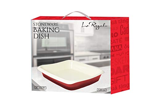 Le Regalo Bakeware, Stoneware, Freezer And Dishwasher Safe Square Red Baking Dish #TOP1