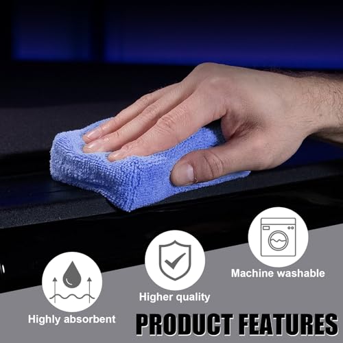Image of Wevdn 2PCS Microfiber Applicator Pad, Premium Grade Microfiber Rectangle Detailing Applicator Wax Sponge, Versatile Sponge Cleaning Pads for Auto Detail Polishing, Car Accessories