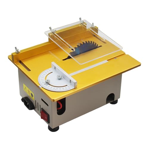 Sierra de Mesa Portátil Mini para Carpintería con 5 Cuchillas, Cortadora Multifuncional de Escritorio para DIY y Manualidades en Casa (Dorado)