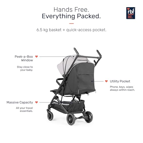 Image of Growgether GOLITE Stroller for Baby 0-3 Years (Up to 22Kg), Cabin Ready Lightweight Travel Stroller, 5-Point Harness, Full Recline, UPF50+ Canopy, 360 Swivel Wheels, Mosquito Net, 1 Yr Warranty, Grey