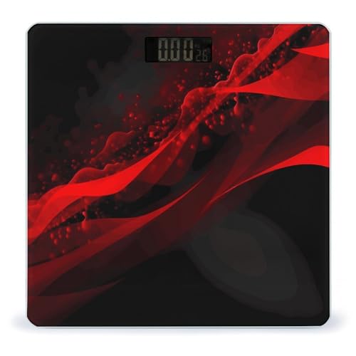 Báscula Digital de Baño con Fondo Negro y Rojo de Vidrio Templado