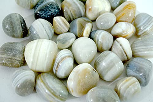 Image of Natural Banded Pebbles Stones for Decoration, Plants Pots, Table Decor, Home Decor (900 Grams, Natural Banded)