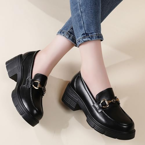 Image of Loafers for Women Chunky Platform Lug Sole Slip On Penny Loafer Shoes | Women's Classic Round Toe Loafers Business Casual Office Work Shoes Comfort Flats for Ladies Daily Dating Party School Wear
